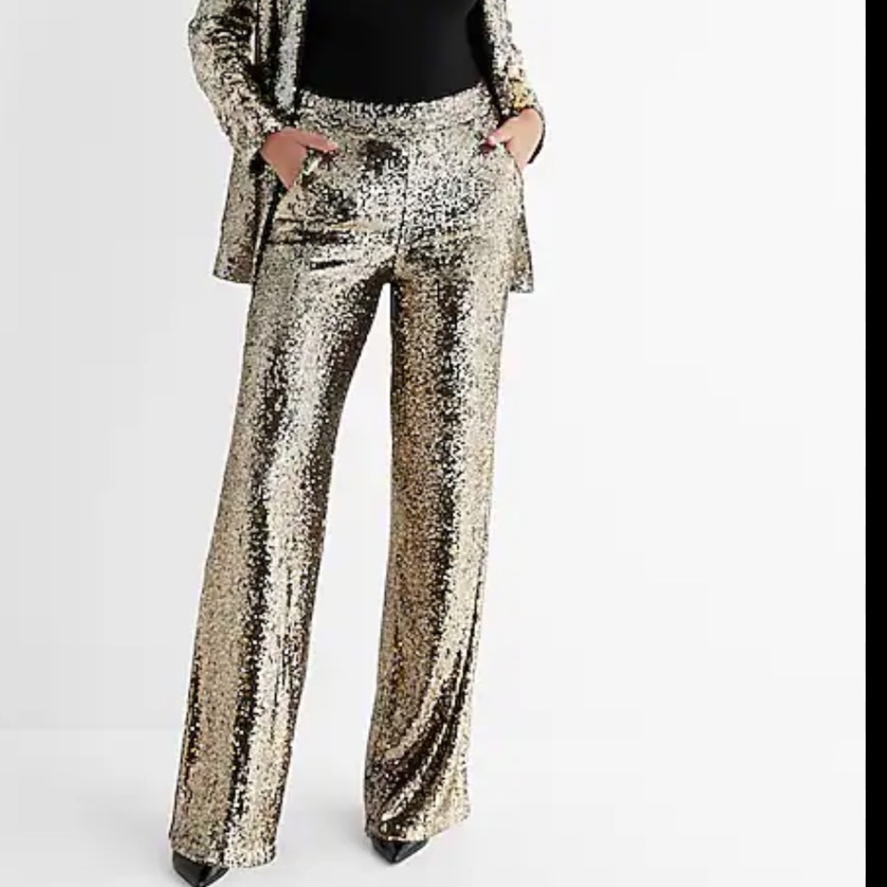 Express High Waisted Sequin Wide Leg Pant
